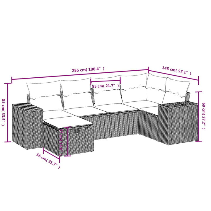 Loungegrupp Med Dynor 6 Delar Konstrotting