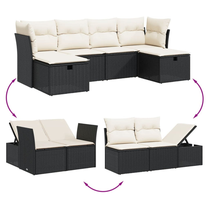 Loungegrupp Med Dynor 6 Delar Svart Konstrotting