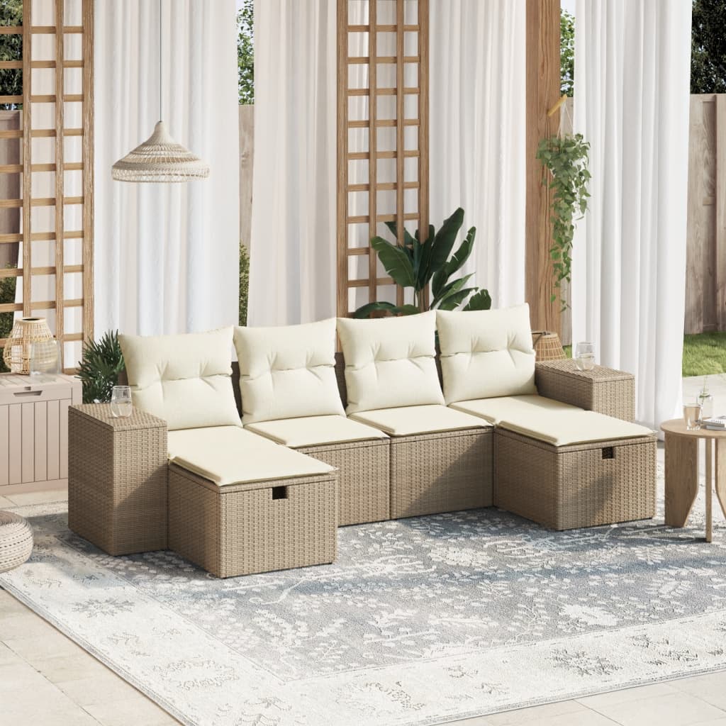Loungegrupp Med Dynor 6 Delar Svart Konstrotting