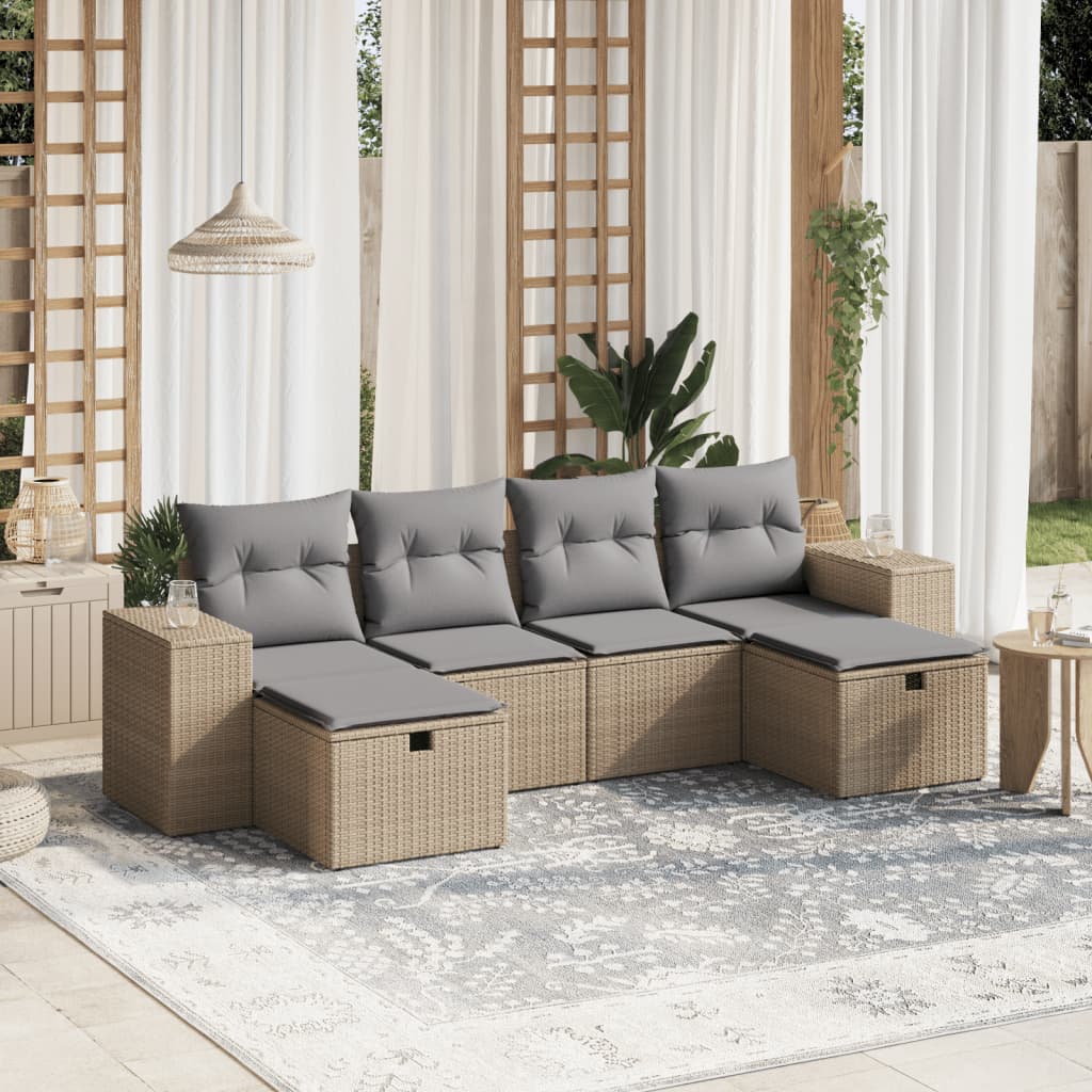 Loungegrupp Med Dynor 6 Delar Svart Konstrotting