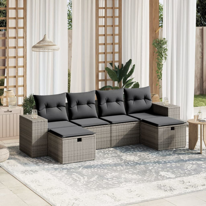 Loungegrupp Med Dynor 6 Delar Svart Konstrotting