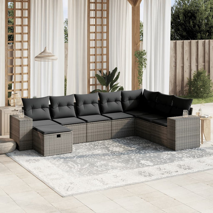 Matgrupp För Trädgården Med Dynor 8 Delar Beige Konstrotting