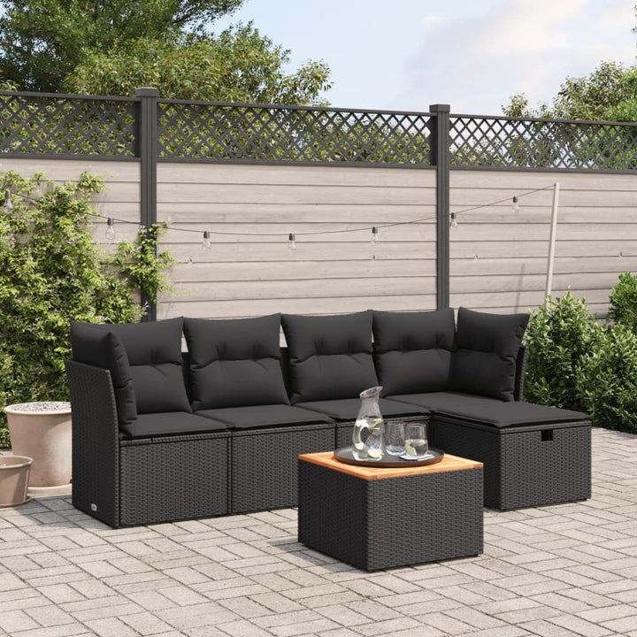 Loungegrupp Med Dynor 6 Delar Svart Konstrotting