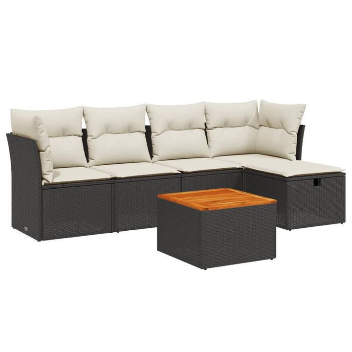 Loungegrupp Med Dynor 6 Delar Svart Konstrotting