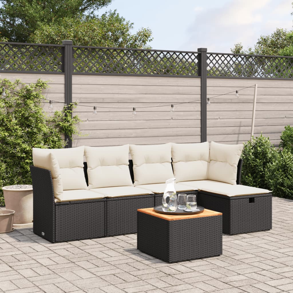 Loungegrupp Med Dynor 6 Delar Svart Konstrotting