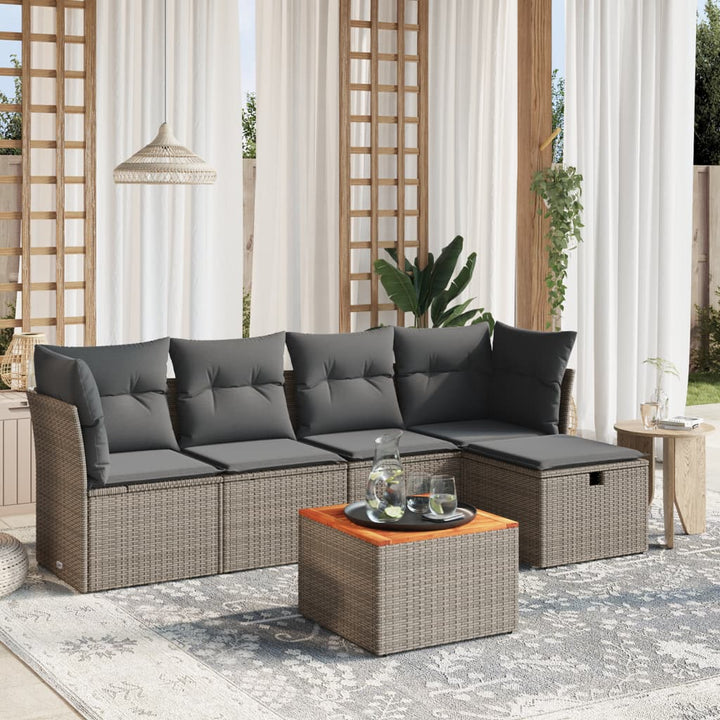 Loungegrupp Med Dynor 6 Delar Svart Konstrotting