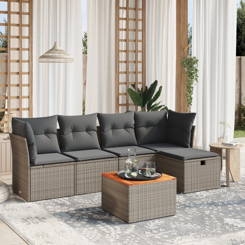 Loungegrupp Med Dynor 6 Delar Svart Konstrotting