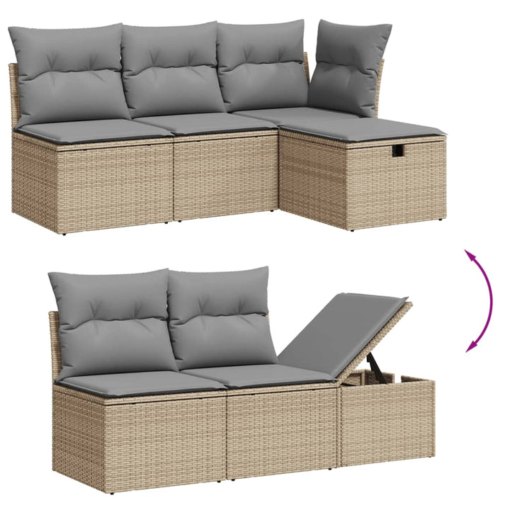 Soffgrupp För Trädgård Med Dynor 7 Delar Mixbeige Konstrotting