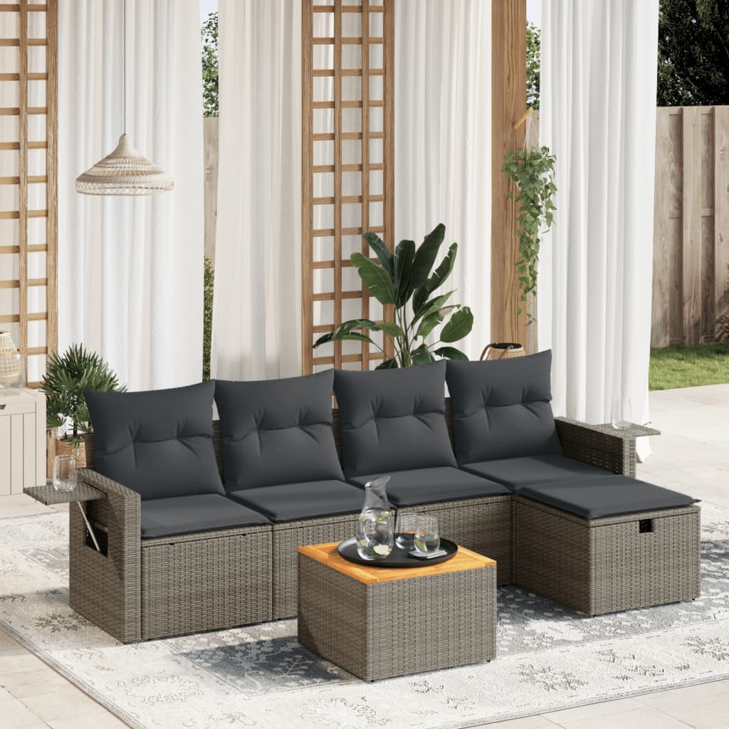 Loungegrupp Med Dynor 6 Delar Konstrotting