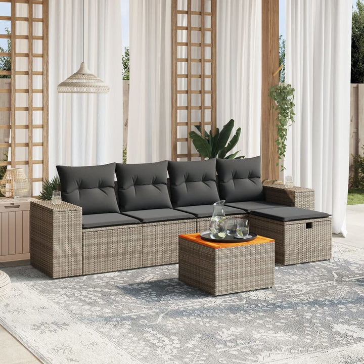 Soffgrupp För Trädgården Med Dynor 6 Delar Beige Konstrotting