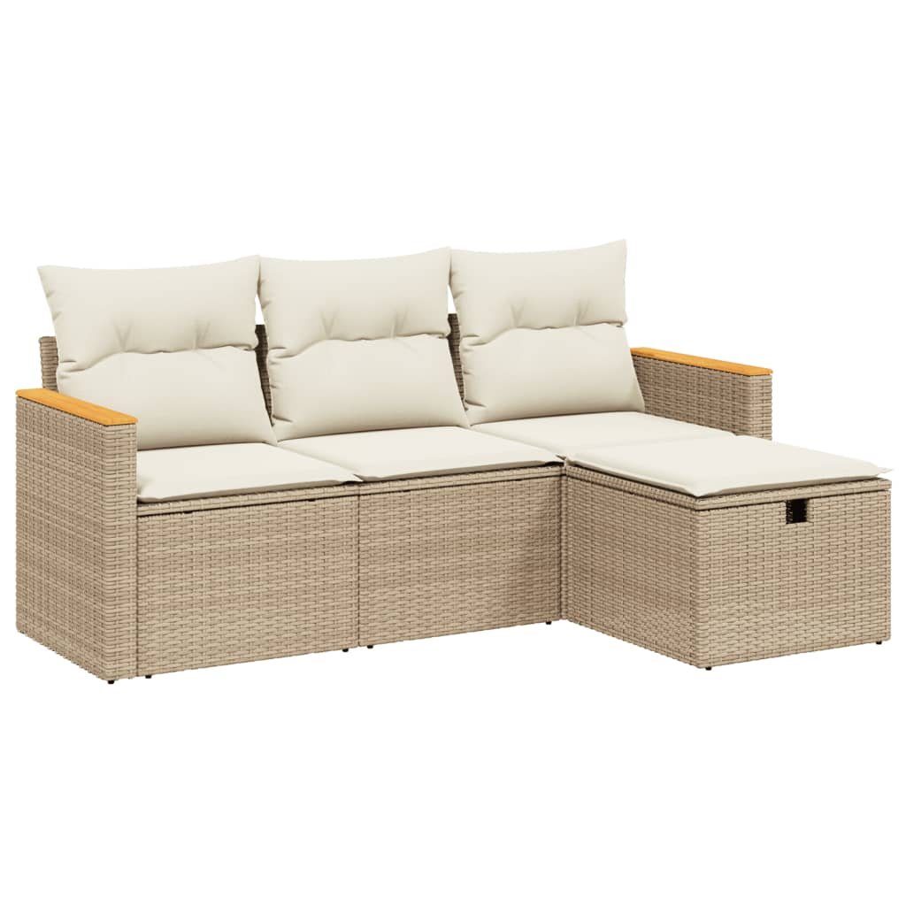 Soffgrupp För Trädgård Med Dynor 4 Delar Beige Konstrotting