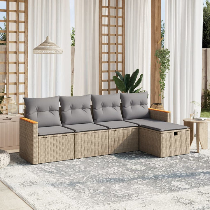 Loungegrupp För Trädgården Med Dynor 5 Delar Konstrotting