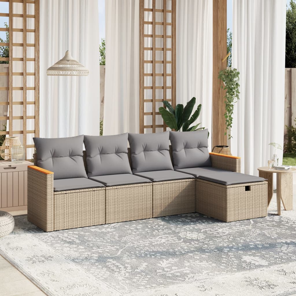 Loungegrupp För Trädgården Med Dynor 5 Delar Konstrotting