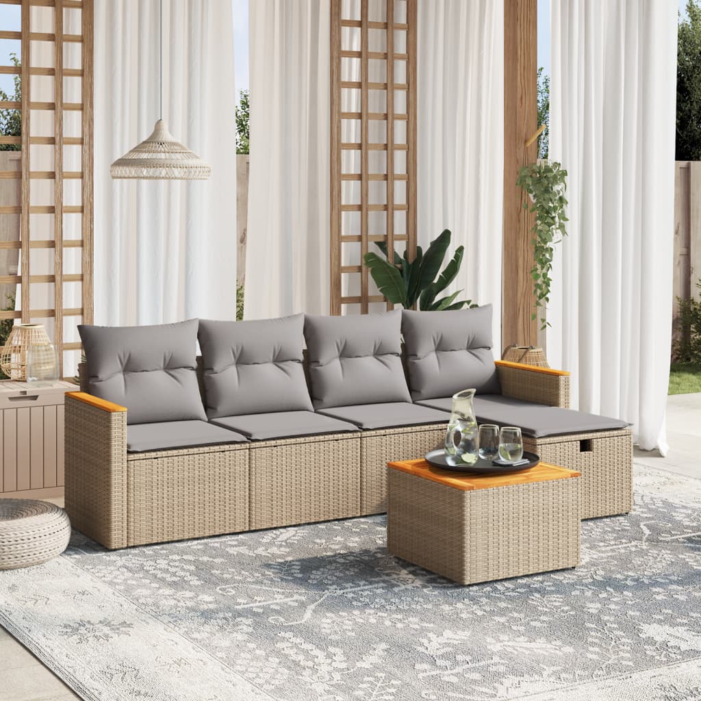 Loungegrupp För Trädgården Med Dynor 5 Delar Konstrotting
