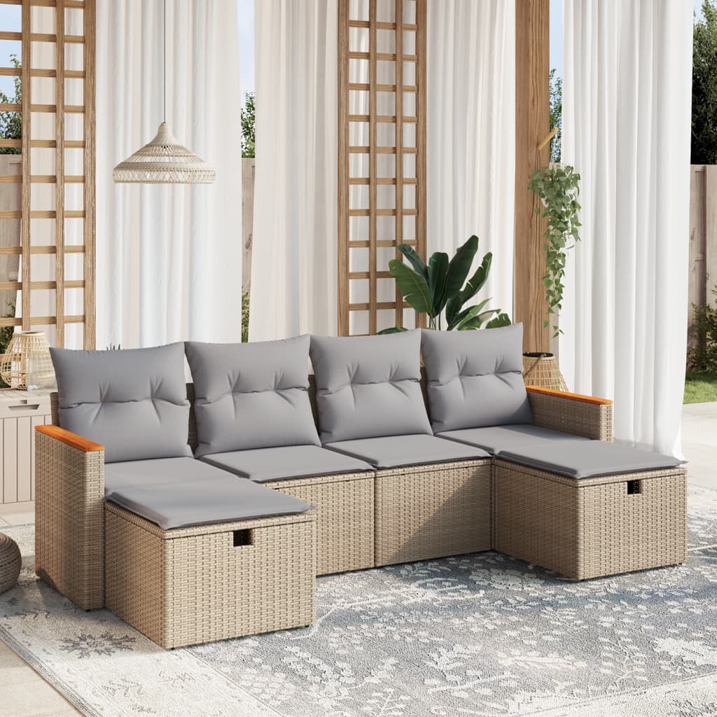 Loungegrupp För Trädgården Med Dynor 6 Delar Konstrotting