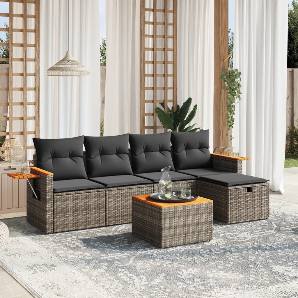 Loungegrupp Med Dynor 6 Delar Konstrotting