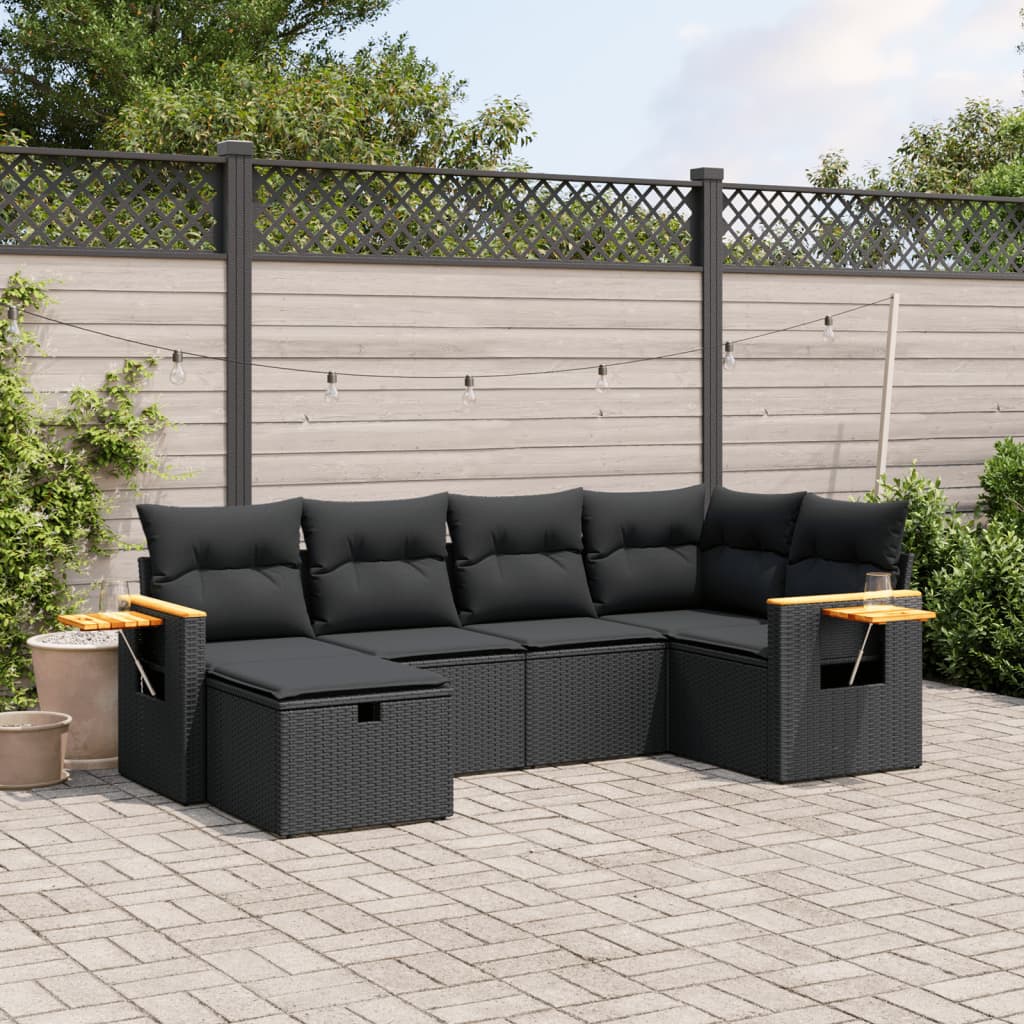 Matgrupp För Trädgården Med Dynor 7 Delar Beige Konstrotting