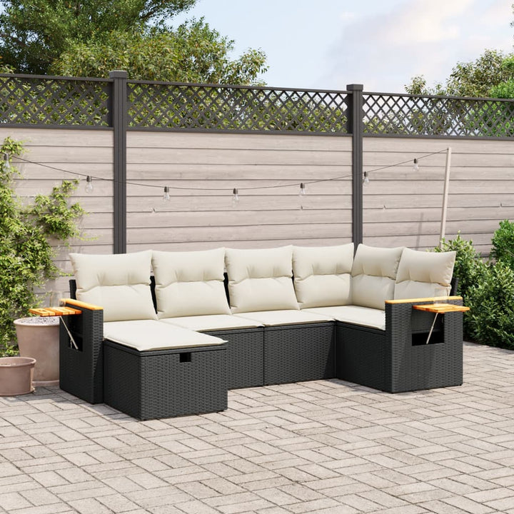 Matgrupp För Trädgården Med Dynor 7 Delar Beige Konstrotting