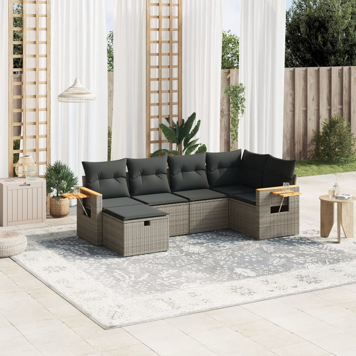Matgrupp För Trädgården Med Dynor 7 Delar Beige Konstrotting