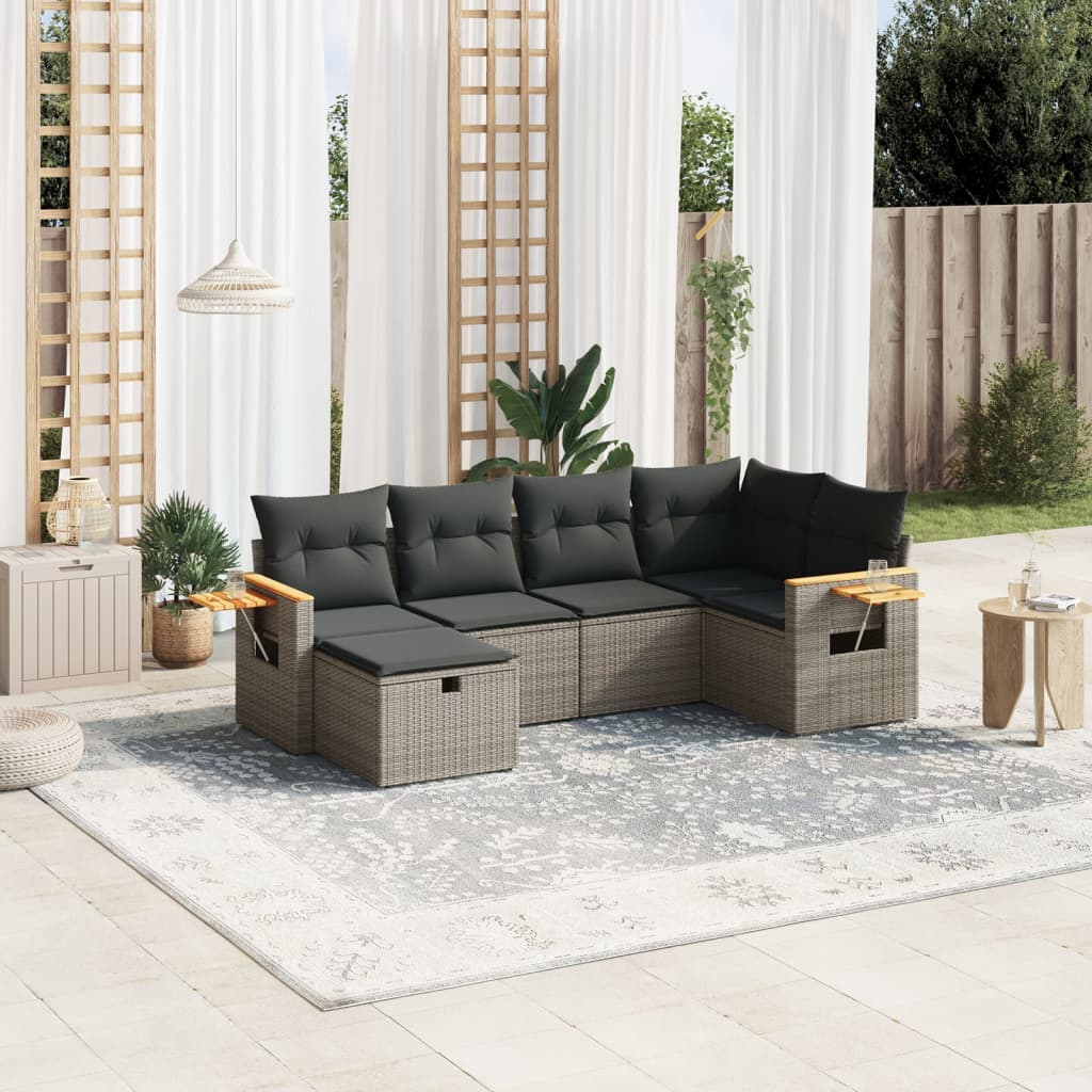 Matgrupp För Trädgården Med Dynor 7 Delar Beige Konstrotting