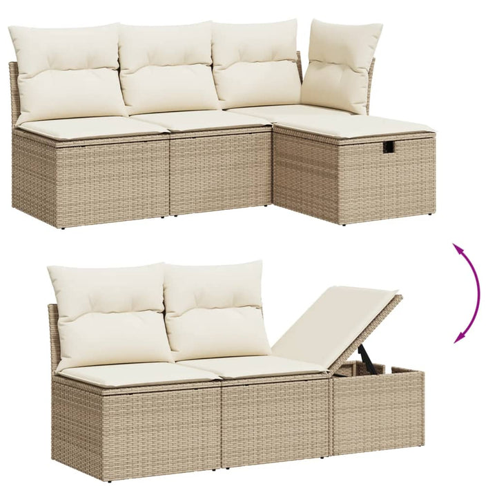 Matgrupp För Trädgården Med Dynor 7 Delar Beige Konstrotting