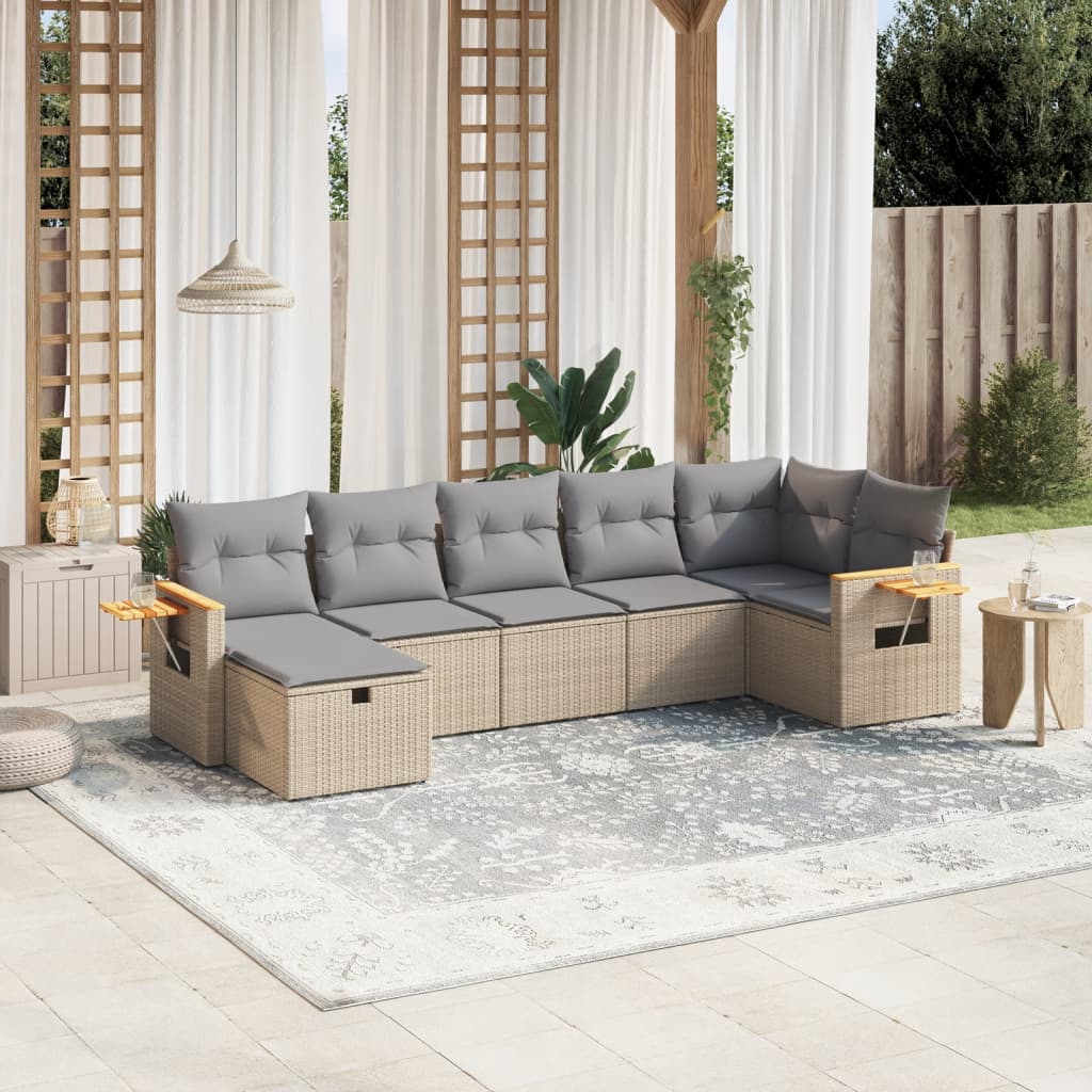 Soffgrupp För Trädgård Med Dynor 8 Delar Mixbeige Konstrotting