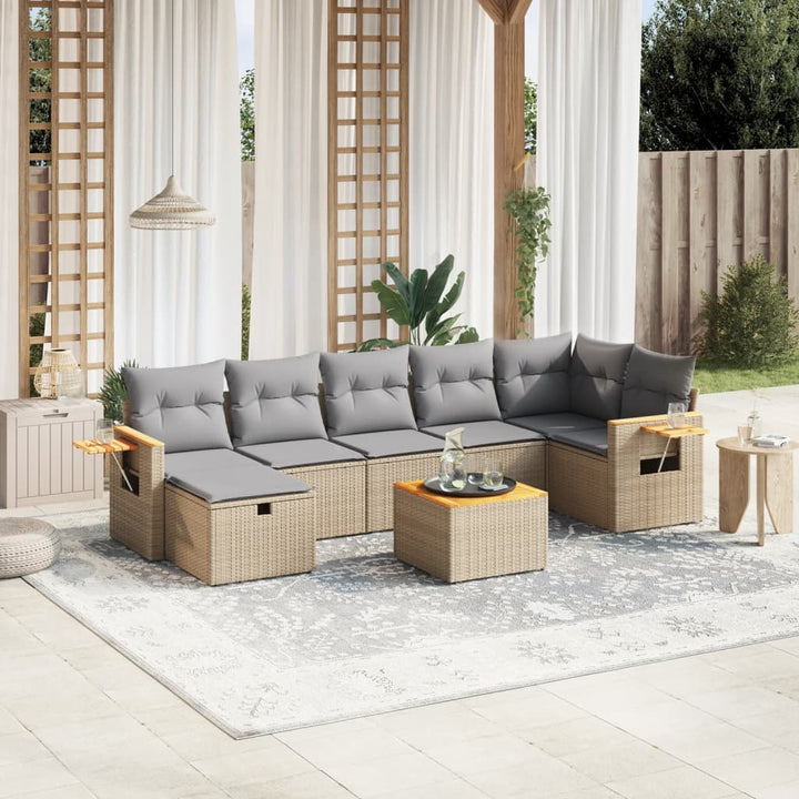 Soffgrupp För Trädgård Med Dynor 8 Delar Mixbeige Konstrotting