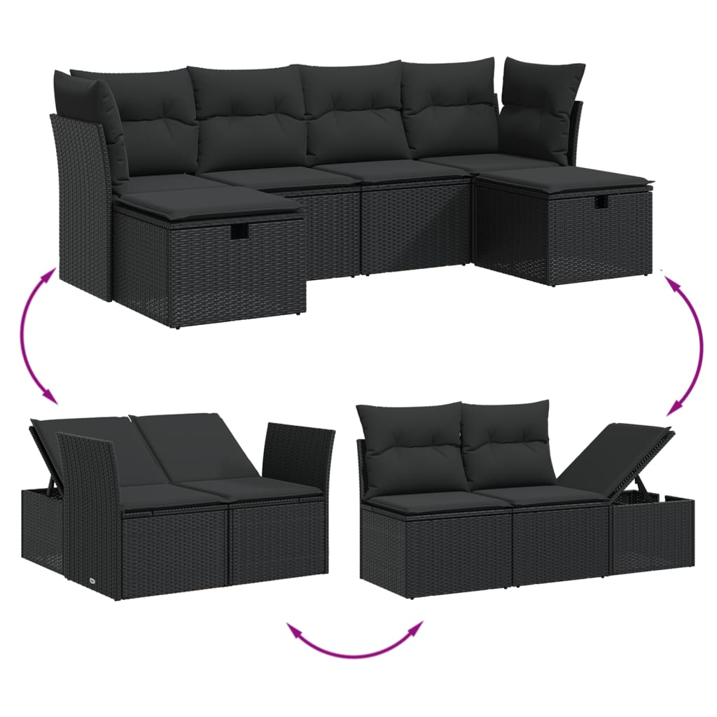 Loungegrupp Med Dynor 6 Delar Konstrotting