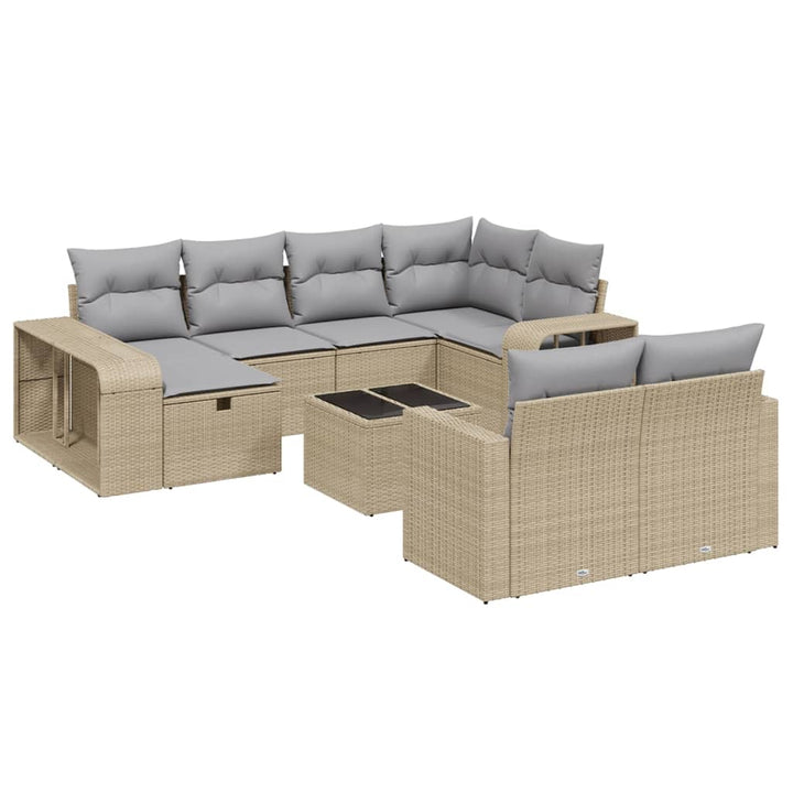 Loungegrupp För Trädgården M. Dynor 11 Delar Beige Konstrotting