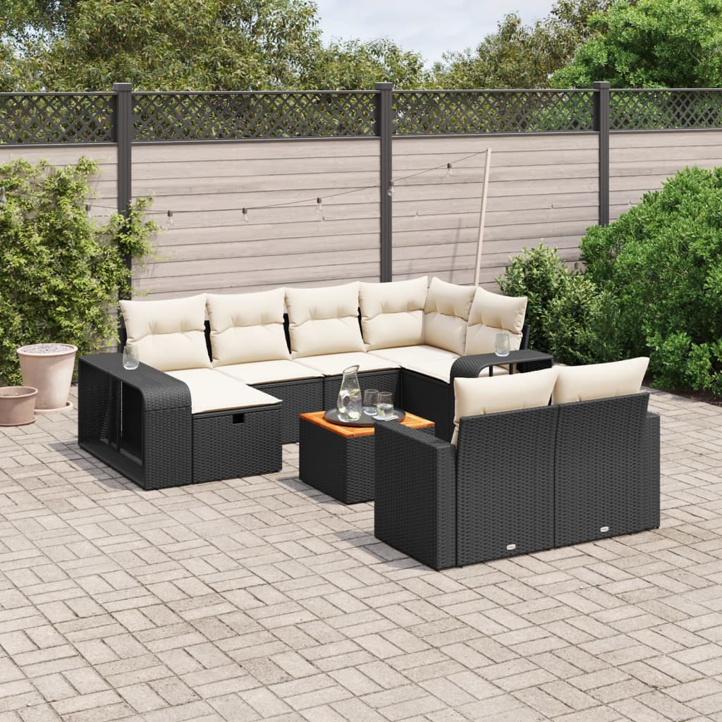 Loungegrupp För Trädgården M. Dynor 11 Delar Beige Konstrotting