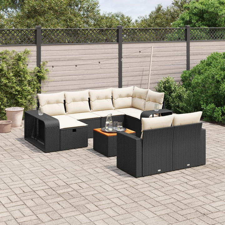 Loungegrupp För Trädgården M. Dynor 11 Delar Beige Konstrotting
