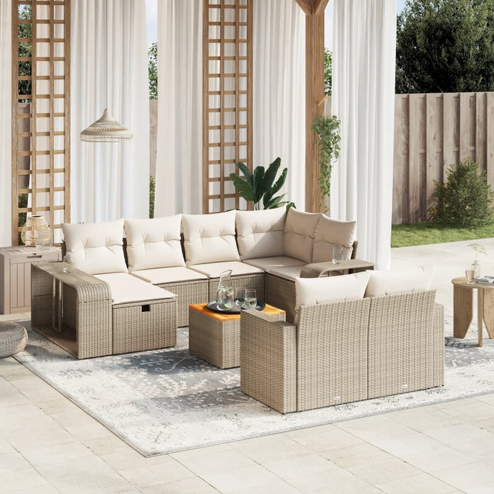 Loungegrupp För Trädgården M. Dynor 11 Delar Beige Konstrotting