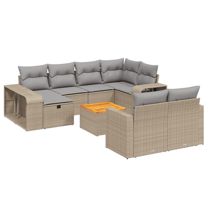 Loungegrupp För Trädgården M. Dynor 11 Delar Beige Konstrotting