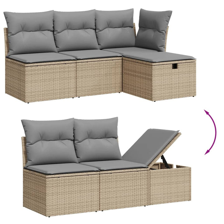 Loungegrupp För Trädgården M. Dynor 11 Delar Beige Konstrotting