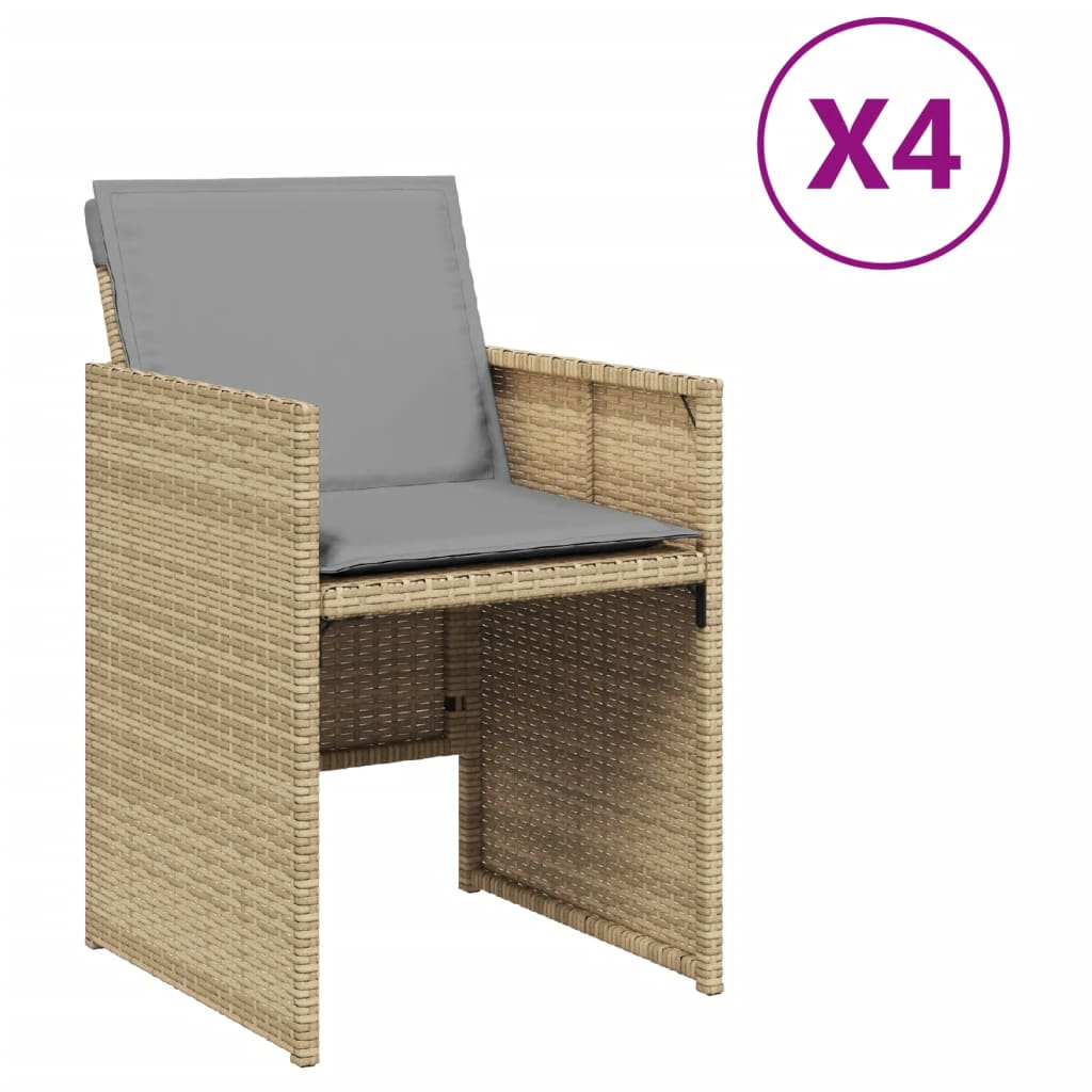 Trädgårdsstolar Med Dynor 4 St Blandad Beige Konstrotting