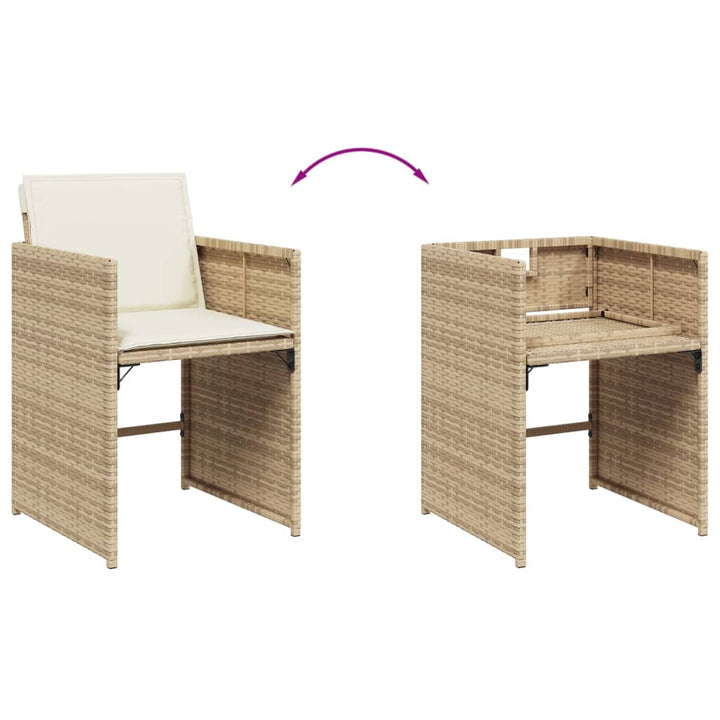 Trädgårdsstolar Med Dynor 4 St Beige Konstrotting