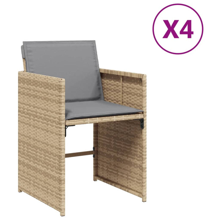 Trädgårdsstolar Med Dynor 4 St Blandad Beige Konstrotting