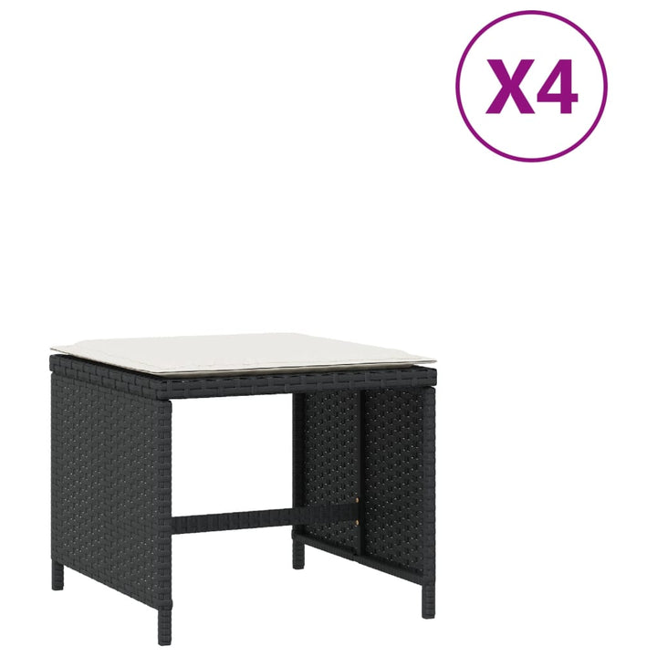 Trädgårdspallar Med Dynor 4 St Svart 40X40X35 Cm Konstrotting