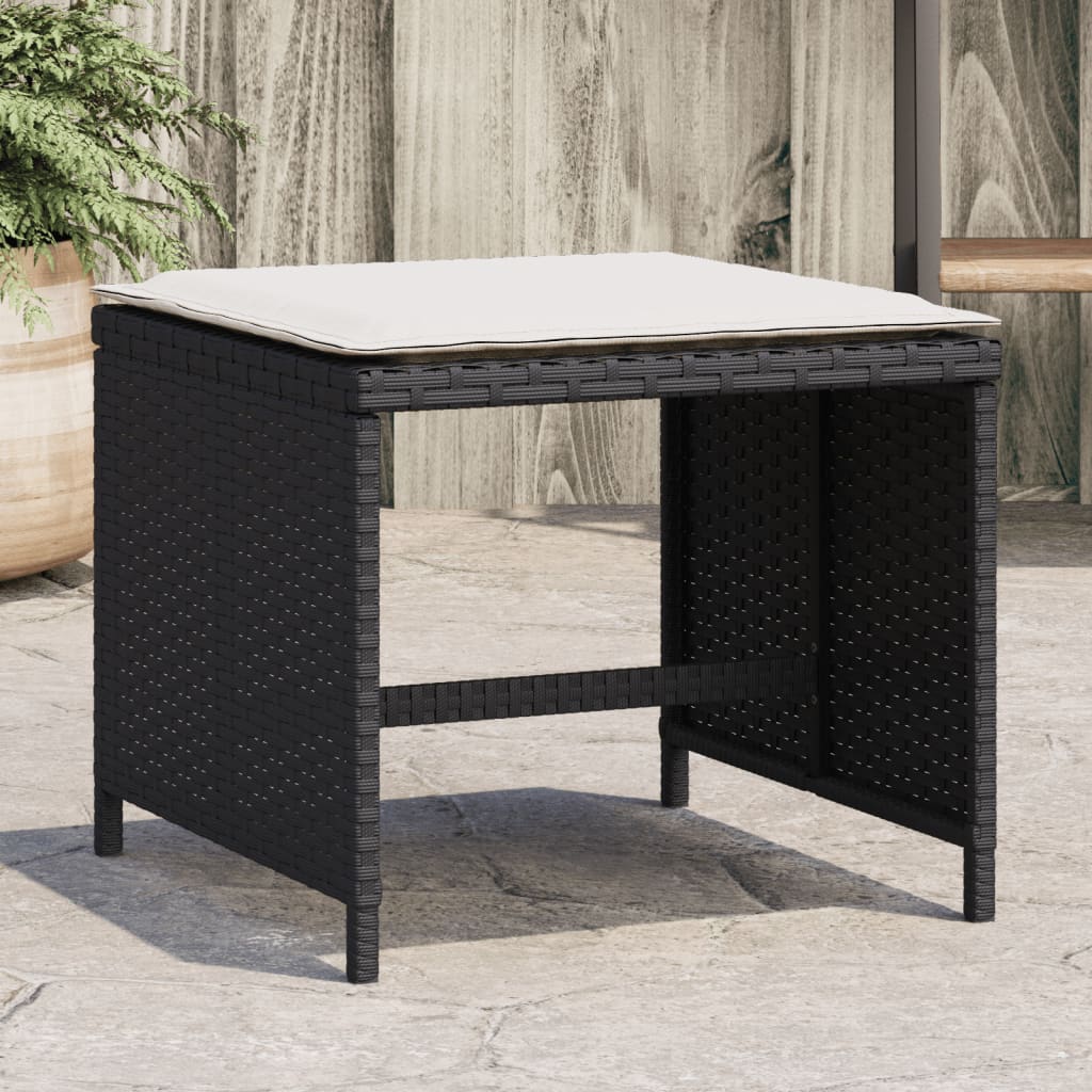 Trädgårdspallar Med Dynor 4 St Svart 40X40X35 Cm Konstrotting
