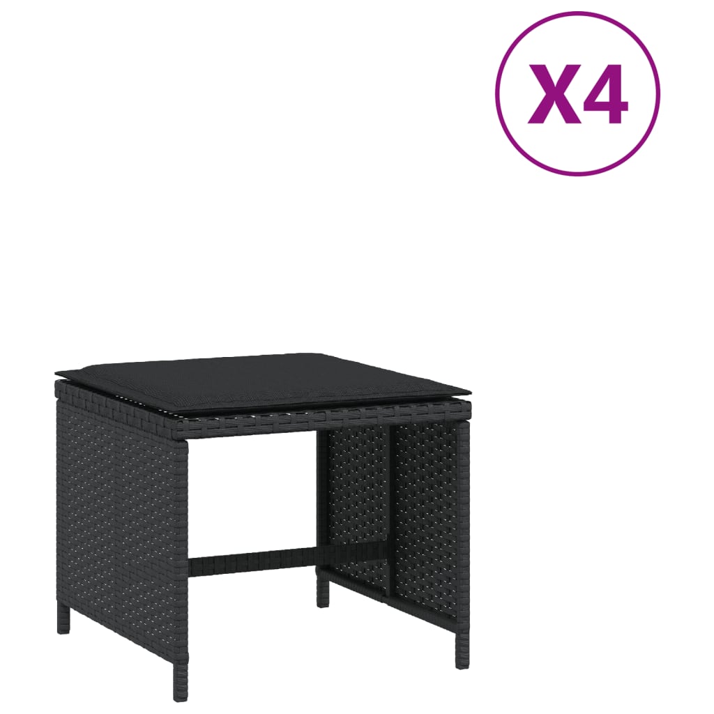 Trädgårdspallar Med Dynor 4 St Svart 40X40X35 Cm Konstrotting