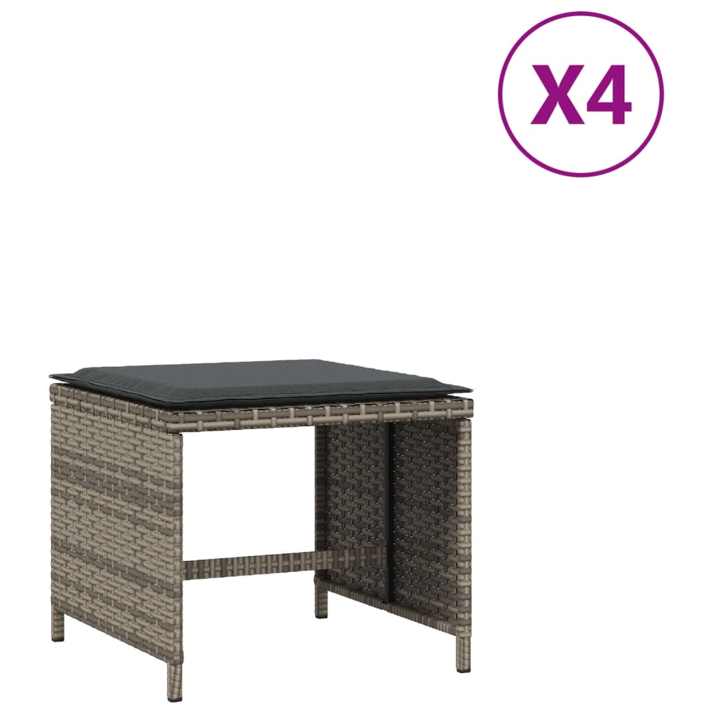 Trädgårdspallar Med Dynor 4 St Grå 40X40X35 Cm Konstrotting