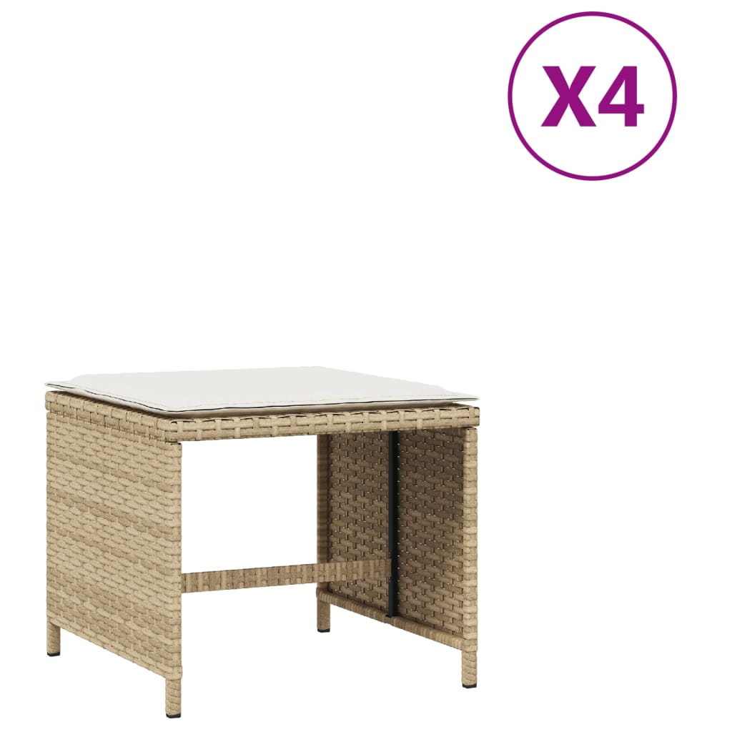Trädgårdspallar Med Dynor 4 St Beige 40X40X35 Cm Konstrotting