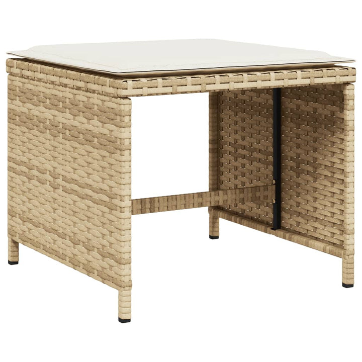 Trädgårdspallar Med Dynor 4 St Beige 40X40X35 Cm Konstrotting