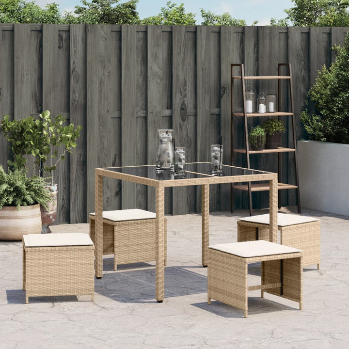 Trädgårdspallar Med Dynor 4 St Beige 40X40X35 Cm Konstrotting