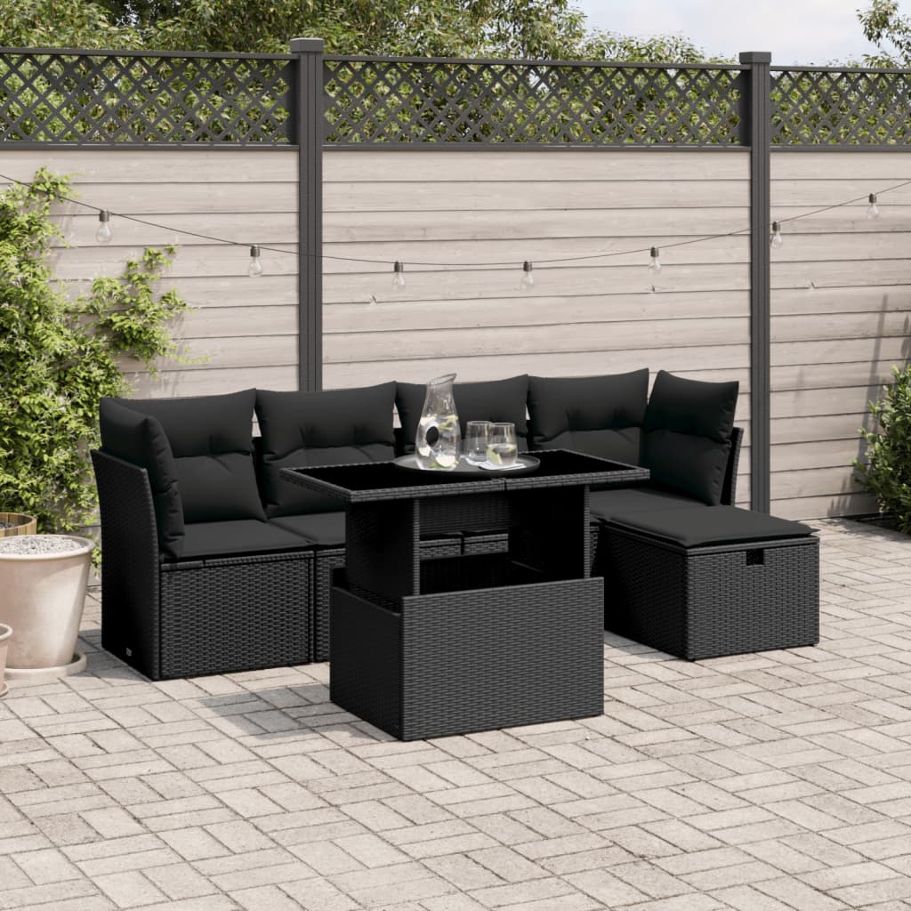 Soffgrupp För Trädgården Med Dynor 6 Delar Beige Konstrotting