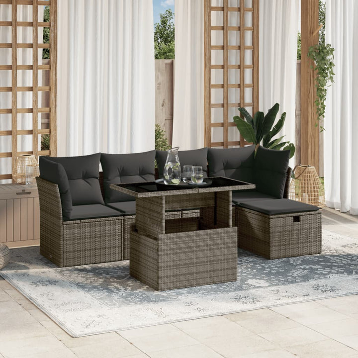 Soffgrupp För Trädgården Med Dynor 6 Delar Beige Konstrotting