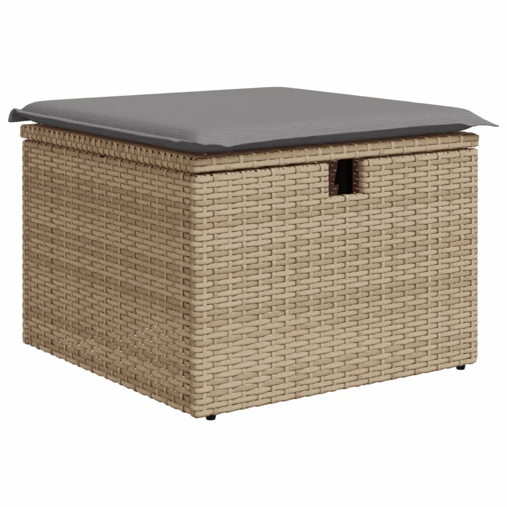 Matgrupp För Trädgården Med Dynor 7 Delar Beige Konstrotting