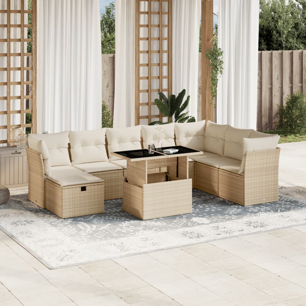 Loungegrupp För Trädgården M Dynor 9 Delar Konstrottning