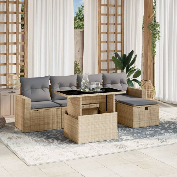 Loungegrupp Med Dynor 6 Delar Konstrotting