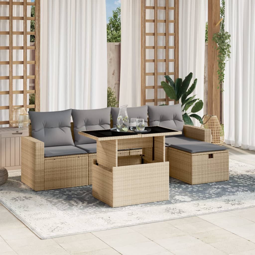 Loungegrupp Med Dynor 6 Delar Konstrotting